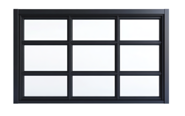 Black horizontal window on transparent or white background