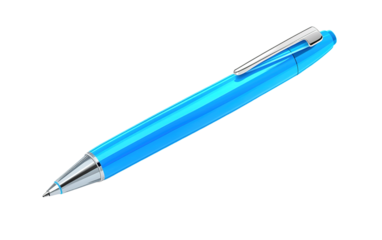 Blue pen on transparent or white background