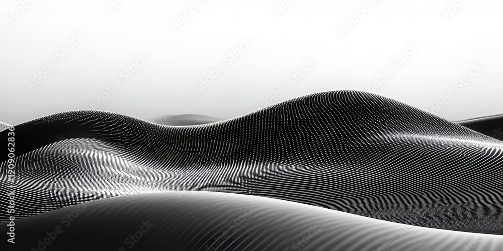Poster abstract monochromatic landscape: a mesmerizing grayscale image of undulating hills, rendered in a t