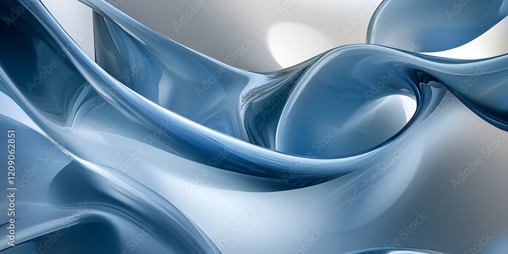 Poster abstract blue flow: swirling, sinuous forms in shades of blue create a mesmerizing abstract composit