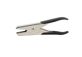 Fototapeta premium Metal staple remover with black accents isolated on white background