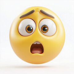 Expressive yellow emoji with wide eyes and shocked expression against a bright background
