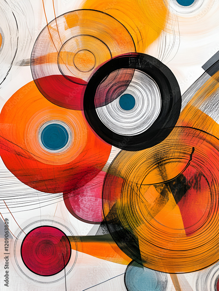 Poster abstract concentric circles: a vibrant and dynamic abstract artwork featuring overlapping concentric