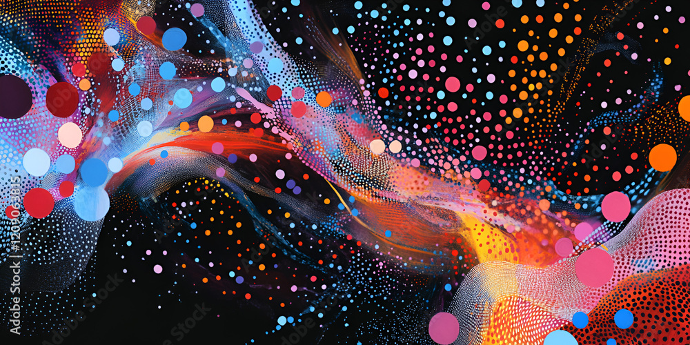 Poster abstract colorful nebula: a mesmerizing digital art piece depicting a vibrant nebula swirling with c