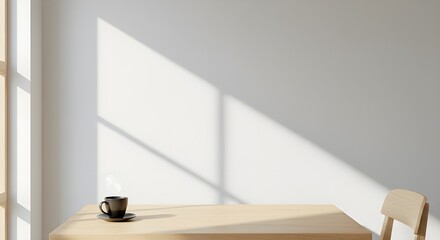 Bright White Wall Mockup in a Modern Café Setting Minimalist and Stylish Design Inspiration