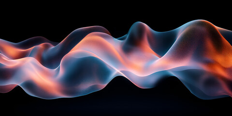 Abstract Flow:  Fluid, vibrant forms undulate in a mesmerizing dance of teal and orange hues against a deep black backdrop.  The image evokes a sense of movement, energy, and ethereal beauty.