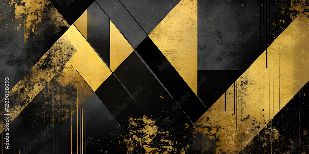 Poster abstract gold and black geometric pattern: a captivating abstract background features geometric shap