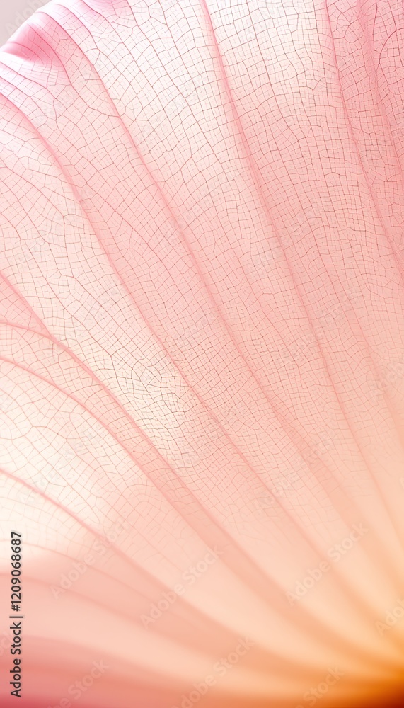 Poster close-up view of a delicate pink flower petal, showcasing its soft texture and subtle color variatio