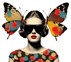 PNG Butterfly sunglasses portrait adult.