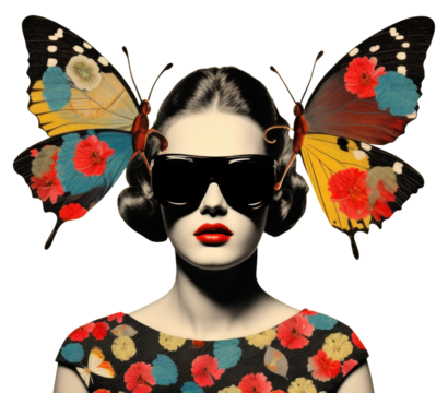 PNG Butterfly sunglasses portrait adult. - Powered by Adobe