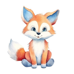 Naklejka premium watercolors A playful fox isolated illustration