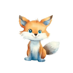 watercolors A playful fox isolated illustration