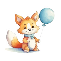 watercolors A playful fox isolated illustration
