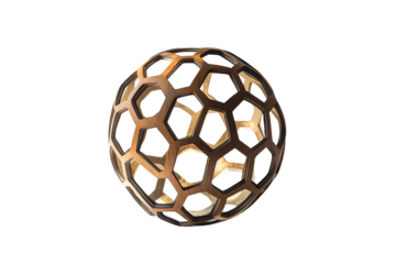 Unique honeycomb shaped pendant light design for modern interiors isolated on transparent background