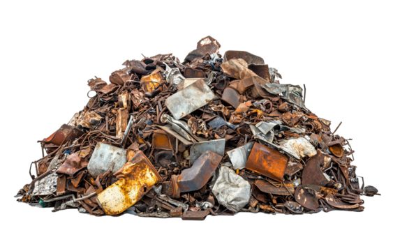 Heap at recycling junk on transparent or white background