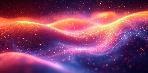 Obraz premium Abstract Wave Design Futurism Neon Lights Cyber Network Technology Cloud Data Artificial Intelligence Big Data Illustration