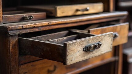 Antique Wooden Chest of Drawers: Vintage Furniture Detail