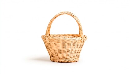 A beautifully woven wicker basket on a clean white background, perfect for home decor or storage solutions