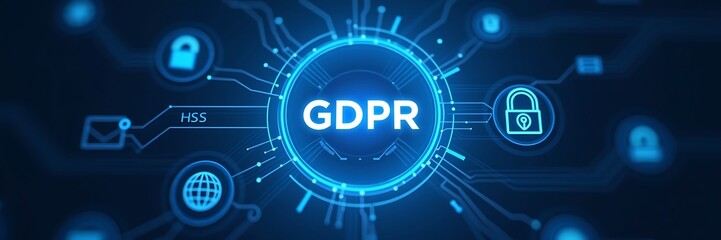 Naklejka premium GDPR Data Protection Regulation. European Law Compliance and Cybersecurity Solutions, General Data Protection Regulation, GDPR policy, legal compliance, data security law, technology compliance, infor