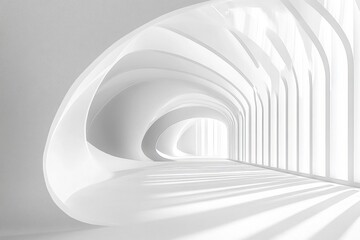 Obraz premium Minimalist Modern Architectural Interior White Flowing Lines Soft Lighting