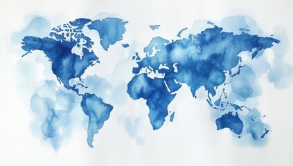 Serene Watercolor World Map: A Global Artistic Vision