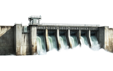 Hydroelectric Dams on transparent or white background	