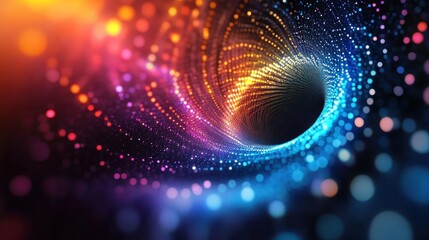 Fototapeta premium Artificial Intelligence and Global Data in Cyberspace with Pointillism Inspired Visual Depth and Motion