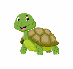 Cute sea turtle cartoon isolated on white backgroundd.