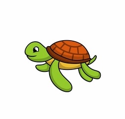 Cute sea turtle cartoon isolated on white backgroundd.