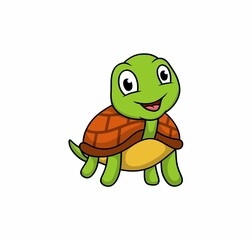 Cute sea turtle cartoon isolated on white backgroundd.
