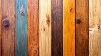 Fototapeta premium Colorful Wooden Planks Displaying A Variety Of Natural Textures For Background And Design