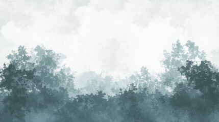 Abstract forest landscape with misty trees
