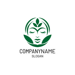 Logo for spa or yoga combined with leaves and face