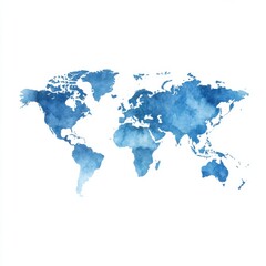 Watercolor World Map: A Blue Voyage of Global Exploration