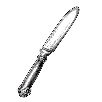 recommend clip art: Silver butter knife, vintage style, isolated.