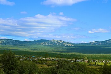 A small village on the slopes of the Ural Mountains