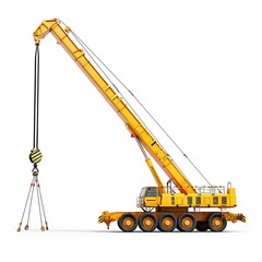 Mobile crane on white background