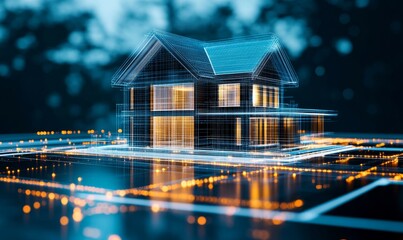 Architecture design blueprint plan - illustration of a plan modern residential building, technology, industry, business