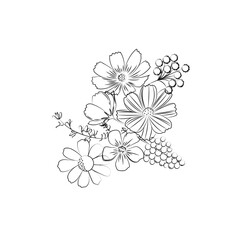 線画の可愛らしい花束