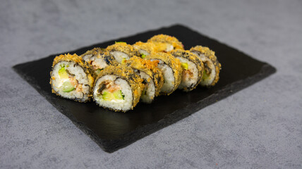 sushi rolls, fried, Japanese food