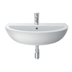 Simple ceramic sink isolated on a white background, ideal for modern bathroom designs and renovations