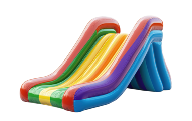 Inflatable slide for kids on transparent or white background