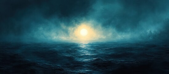 Misty Horizon Ethereal Blue Light Abstract Expressionism Landscape