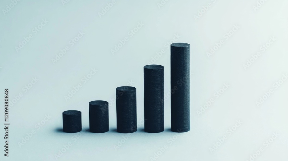 Fototapete a minimalist bar chart with smooth, matte-finished bars arranged in descending order, with soft shad