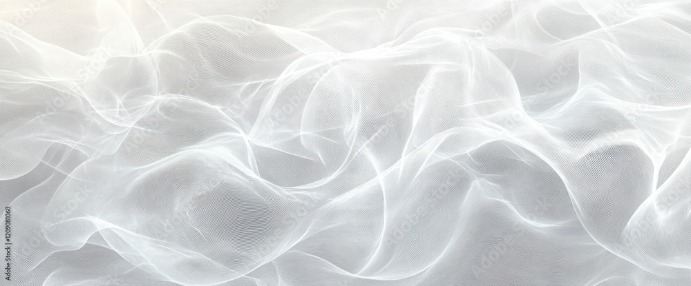Poster ethereal abstract white swirl pattern with light gray textures and soft movement