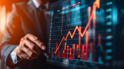 Businessman analyzing finance charts. Budget management and cost management