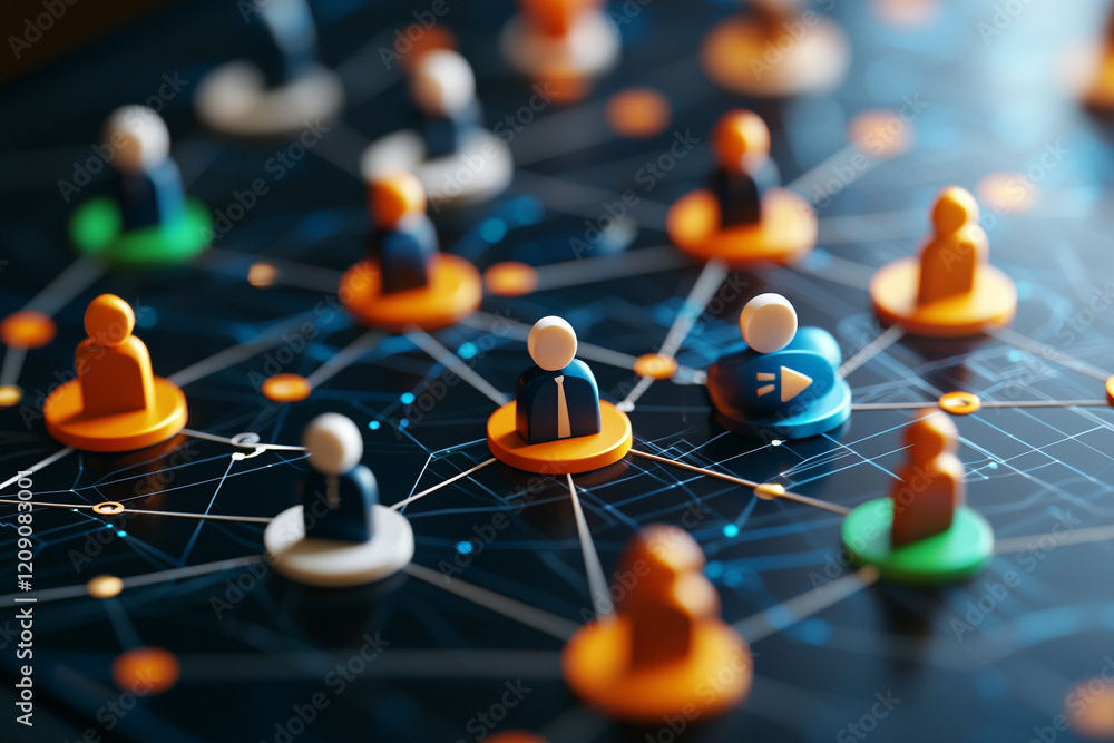 Aufkleber ai generate visual network of people business collaboration infographic style digital environment cl