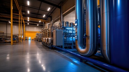 Fototapeta premium Industrial Facility Interior: Advanced Manufacturing and Technology