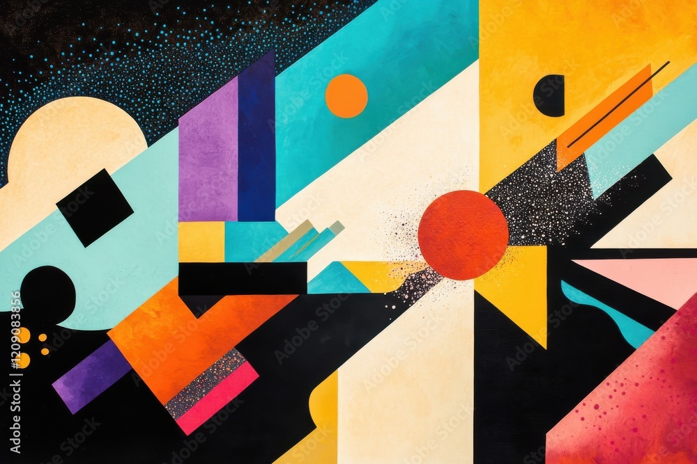 Poster Creative abstract art with vibrant colors, utilizing vibrant colors and dynamic shapes to enhance depth and perspective