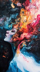 Cosmic Woman: A Vibrant Abstract Portrait